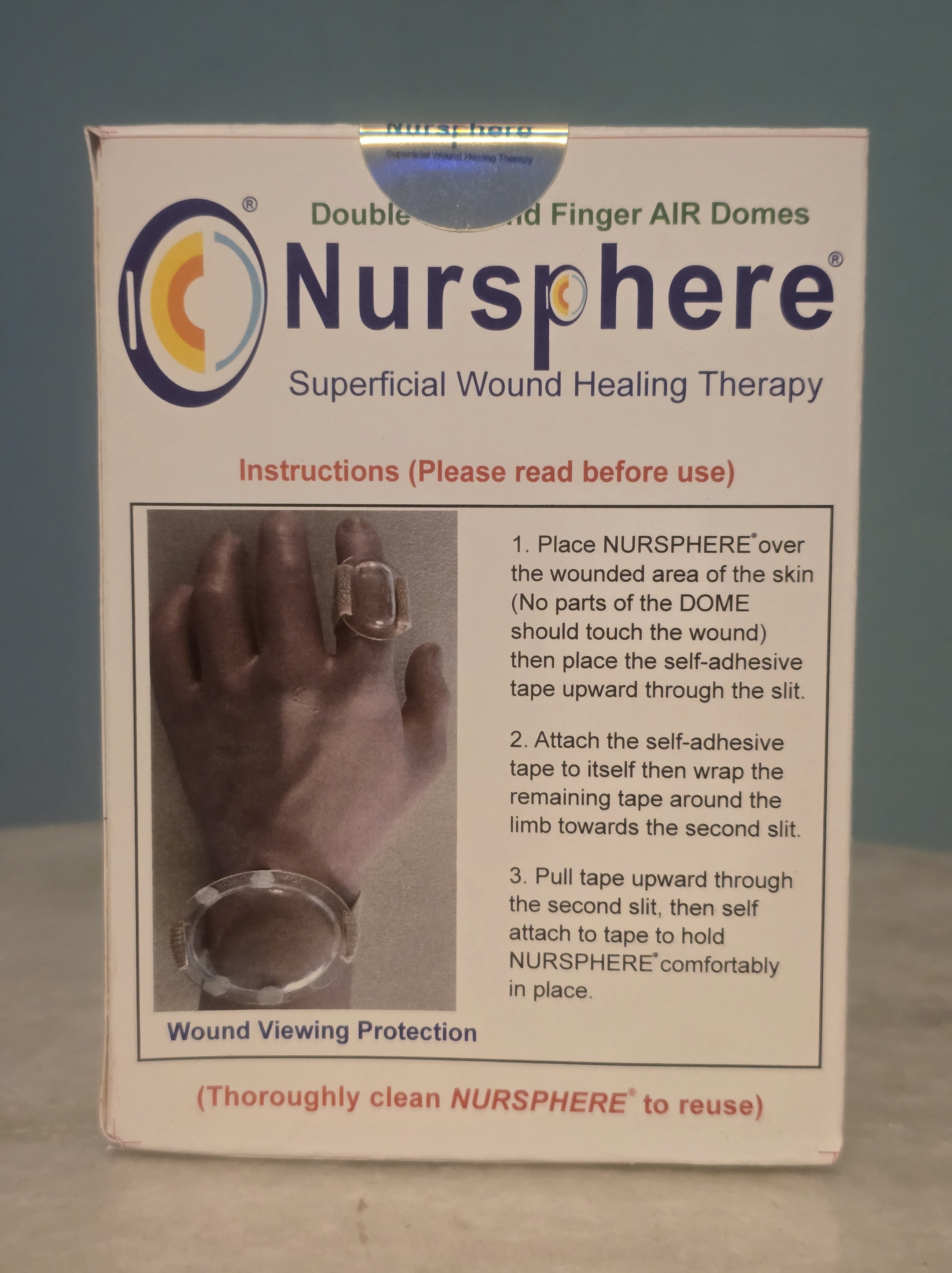 Nursphere® Double Wall and Finger AIR Dome Bandages™ with Wound Tracker™ App U.S. Medical Utility Patent No. 12,636,195.