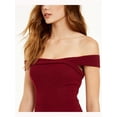 thumbnail image 3 of SEQUIN HEARTS Womens Burgundy Short Sleeve Off Shoulder Above The Knee Cocktail Body Con Dress 13, 3 of 3