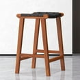thumbnail image 2 of Phuket Mid Century Modern Saddle Genuine Leather Counter Stool in Black, 2 of 4