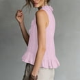 thumbnail image 6 of Craaazy Women Plus Size Tops Loose Fit Solid Color V Neck Ruffle Detail Sleeveless Cotton T Shirts for Daily Wear Gift, 6 of 8