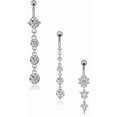 thumbnail image 2 of 3-6PCS 14G 316L Stainless Steel Belly Button Rings for Women Navel Rings Barbell Dangle Flower CZ Body Piercing, 2 of 7