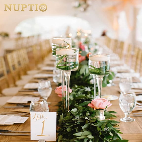 Glass Tealight Candle Holders: Set of 6 Tall Candle Stands for Dinner Table Centerpiece - Stemmed Candleholders for Pillar Floating Candles