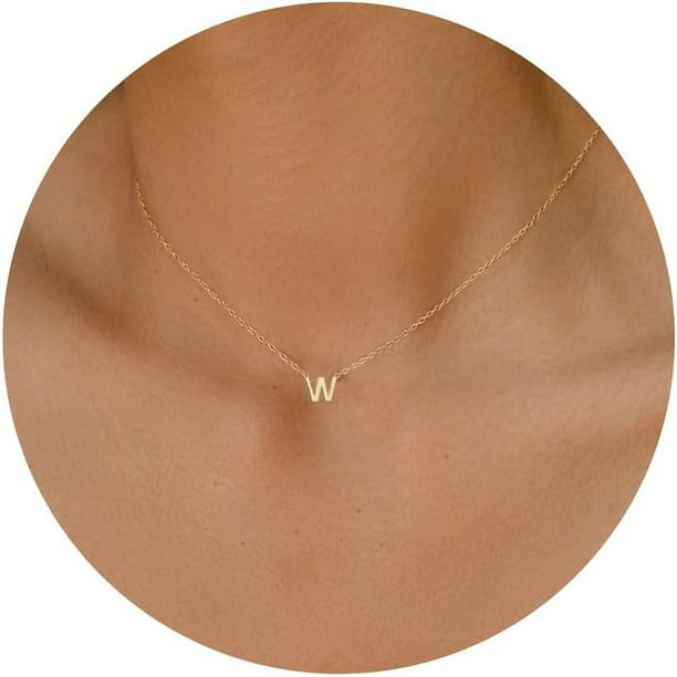 Collares con inicial para mujer, chapado en oro de 14 quilates, delicado collar con letra de oro personalizado, con colgante de inicial pequeña, monograma, lindo nombre de letra, gargantilla para niña