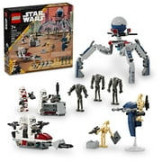 LEGO Star Wars Clone Trooper & Battle Droid Pack for Kids, Includes 4 Minifigures & 5 Droids, 75372