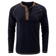 thumbnail image 4 of Hfyihgf Men's Athletic Henley Shirt Long Sleeve Thermal Underwear Pullover Top Casual Slim Fit Lightweight Button T Shirts(Blue,L), 4 of 6