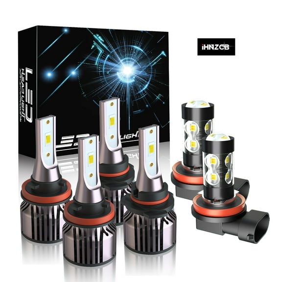 IHNZCB LED Headlight Bulbs Combo 9005 H11 High Low Beam H11 Fog Lamp Light 6Pcs