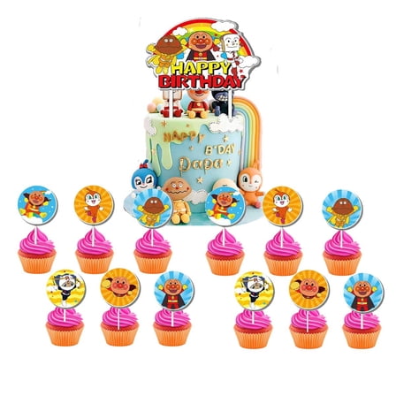 Anpanman Cake Topper Cupcake Set Party Supplies Decoration Birthday Decor Kit