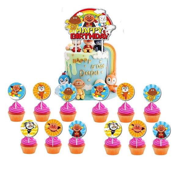 Anpanman Cake Topper Cupcake Set Party Supplies Decoration Birthday Decor Kit