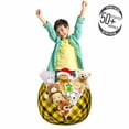 thumbnail image 3 of Yellow Brown Storage Toy Bag Chair, Continuous Classic Striped Style Diagonal Square Check, Stuffed Animal Organizer Washable Bag, Small Size, Mustard Umber, by Ambesonne, 3 of 3