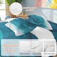 thumbnail image 2 of Turquoise Gradient Bedding Duvet Cover Set Full Size 4 Pieces Abstract Ocean Wave Soft Twill Plush Quilt Cover, Include 1 Duvet Cover 1 Flat Sheet And 2 Pillow, 2 of 7