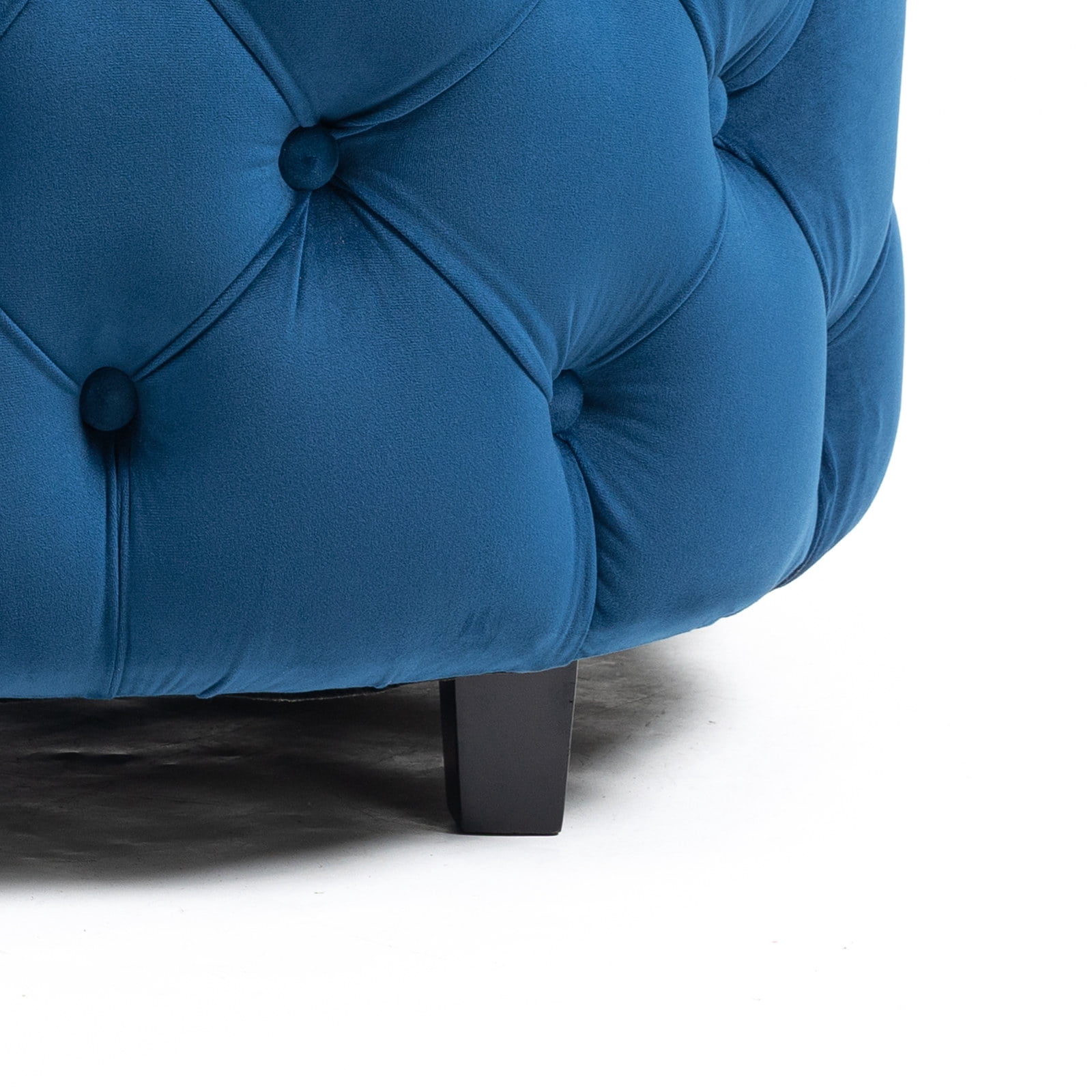 Yoneston Oversized Tufted Barrel Chair, Round Velvet Accent Chair with 3 Pillows, Comfy Lounge Sofa Chair for Living Room Bedroom Hotel Office, Blue