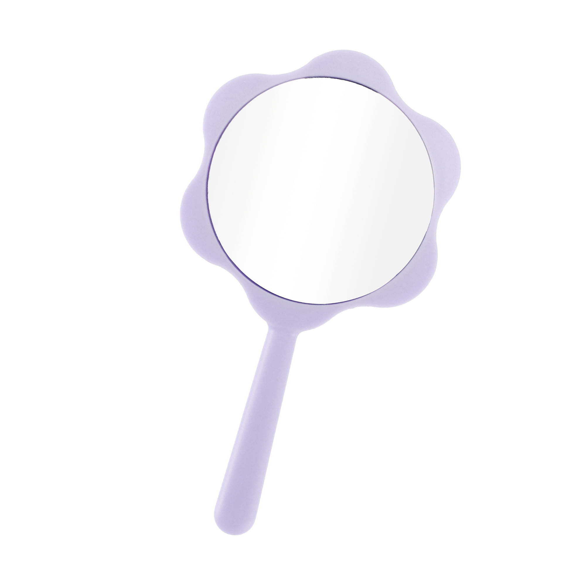 Unique Bargains 1Pc Flower Shape Handheld Mirror for Business Travel Purple