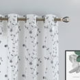 thumbnail image 3 of Haperlare Semi Sheer Curtains 52"W x 72"L Leaf Embroidered Grommet Voile Drapes for Living Room Bedroom Window Treatments, Gray, 2 Panels, 3 of 6