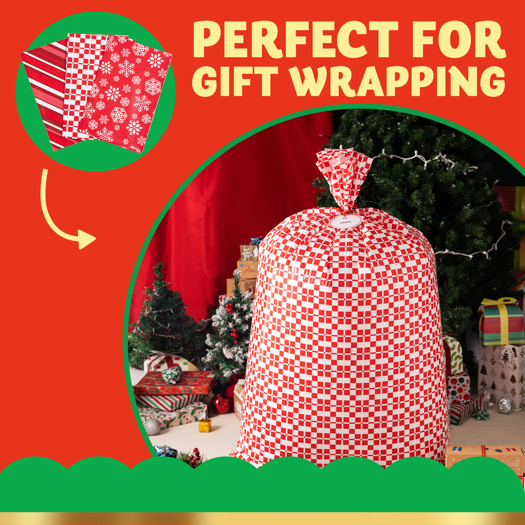 Joyfy Jumbo Christmas Plastic Gift Bags - 3 Pack photo 3