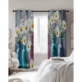 thumbnail image 4 of Vintage Flower Blackout Curtains for Bedroom Living Room Darkening Curtains 54 Inch Long Spring Botanical Lavender Daisy Wood Short Curtain for Small Window Treatment Grommet Drapes 52"x54"x2, 4 of 9