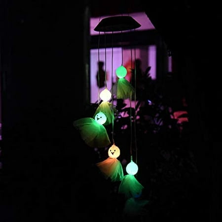 

FleinngHoz Solar Wind Chimes Light Outdoor Wind Chime Light LED Colour Changing Lamp Head Bone Wind Light Halloween Garden Decor