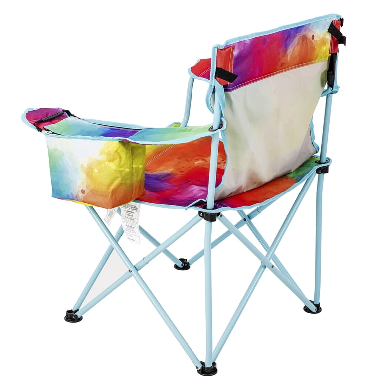 Ozark Trail Oversized Camp Chair with Cooler, Watercolor Rainbow