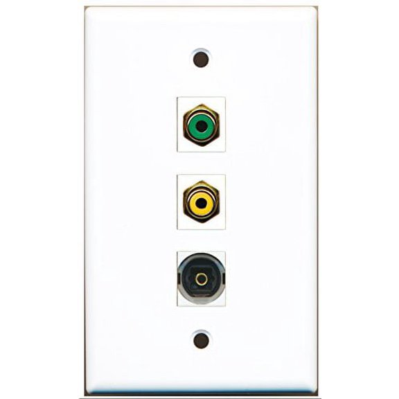 RiteAV - 1 Port RCA Yellow and 1 Port RCA Green and 1 Port Toslink Wall Plate