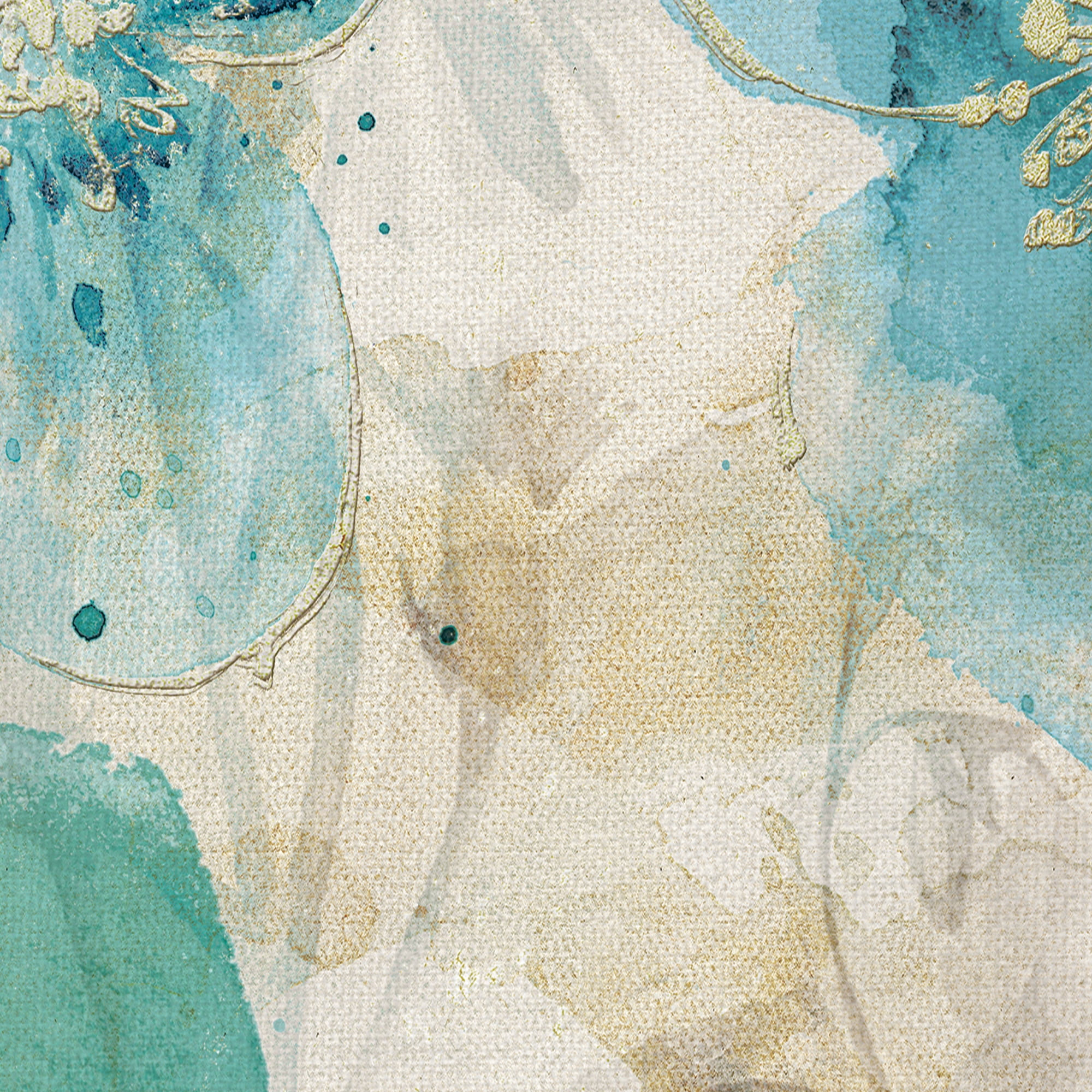 Masterpiece Art Gallery Aqua Petals II Watercolor Flower By Willowbrook Canvas Art Print 17" x 34"