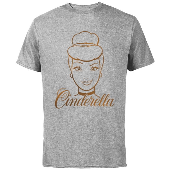 Disney Princess Celebration Minimalist Lines Cinderella - Short Sleeve Cotton T-Shirt for Adults - Customized-Athletic Heather