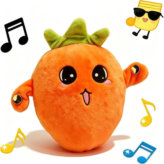 Musical Sensory Toy, 8.3IN Nteractive Musical Plush Toy with Sounds, Sensory Activity Learning Educational Toy, Fun Christmas and Birthday Gifts Suitable for Multiplayer interaction (Orange Radish)