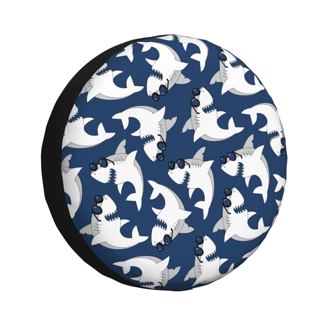 Fotbe Shark Funda de Llanta de Repuesto con Estampado, Engrosada, Ajuste Universal para Jeep, Remolque, RV, SUV, Camión-17 inch