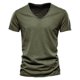 thumbnail image 1 of Camiseta 100% de algodón de calidad de marca para hombre, camisetas ajustadas con cuello en V y diseño a la moda para hombre, camisetas de manga corta, 1 of 5