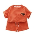 thumbnail image 3 of Esaierr Toddler Boys Short Sleeve T Shirt Track Shorts Two Piece Set Baby Boys Summer Solid Colour Loose Pullover Sporty Tops Shorts Outfit for 9 Months-5 Years, 3 of 9