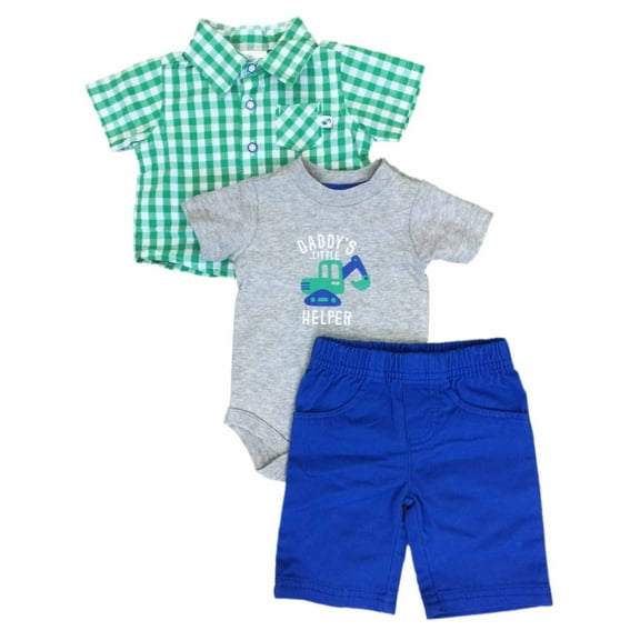 Infant Boys Contstruction Baby Outfit Shirt Pants & Daddy's Lil Helper Bodysuit
