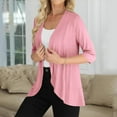 thumbnail image 4 of Cardigan for Dress, Yigetop Women's Casual 3/4 Sleeve Cardigan Lightweight Soft Open Front Cardigans Cardigan Sweaters for Women Lightweight Pink 2XL, 4 of 7