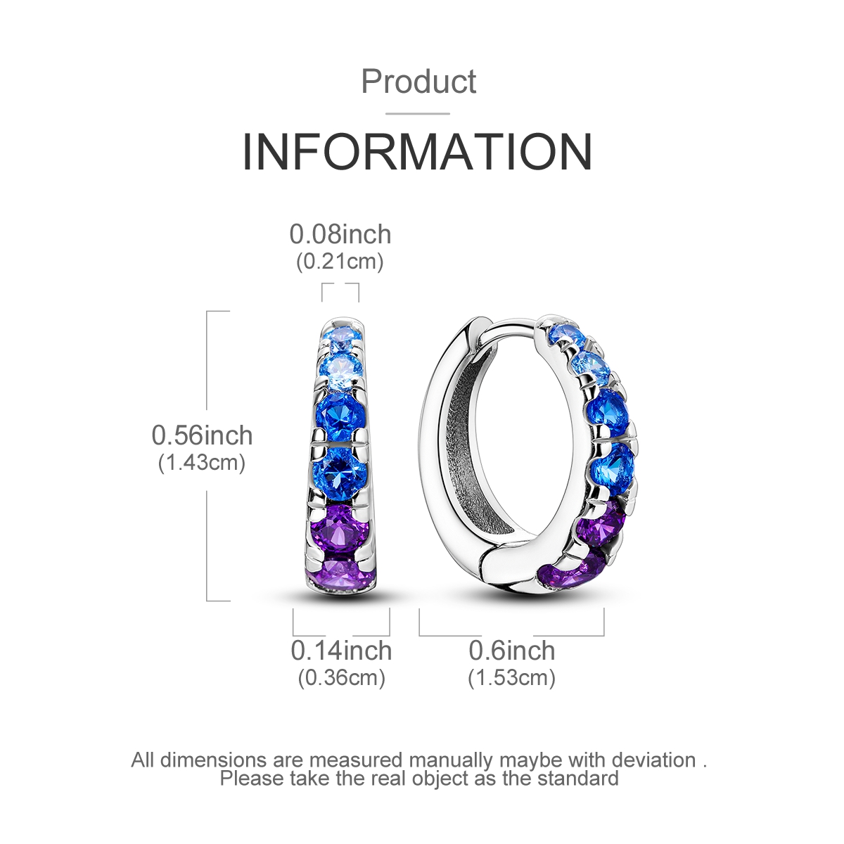 MULA European 925 Sterling Silver Night Sky Hoop Earrings, Sparkling 5A Zircon Women's Jewelry Birthday Gift for Her
