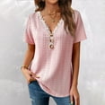 thumbnail image 1 of Camisa De Manga Corta Para Mujer, Top Con Botones Y Cuello En V Para Mujer Combinación Perfecta Elegante Casual Suave Transpirable Optimiza La Línea Del Brazo Poliéster Para Uso, 1 of 6