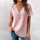 thumbnail image 3 of Estrela Camisas con Botones de Manga Corta para Mujer Top Informal con Cuello en V de Encaje a la Moda para Primavera Verano Rosa L, 3 of 6
