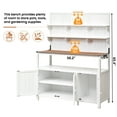 thumbnail image 4 of Euroco Potting Bench with Hutch, 50.2" Solid Fir Wood Garden Workstation with Large Countertop, 2 Shelves, 2 Cabinets & 3 Side Hooks, Outdoor Planting Table for Gardening, 4 of 9