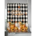 thumbnail image 5 of Hello Pumpkins Shower Curtain Set, Waterproof Shower Curtains for Bathroom, Thanksgiving Fall Maple Leaf Black Plaid Washable Fabric Cloth Bath Curtain for Bathtub Decoration with Hooks 72x78 Inches, 5 of 6