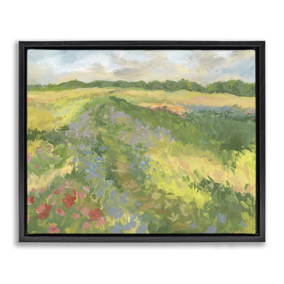 Stupell Industries Windswept Flower Meadow Black Framed Floater Canvas Wall Art, design by Victoria Barnes