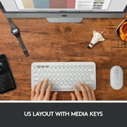 Logitech K380 Backlit Keys Mini Bluetooth Standard Keyboard, off White, 1 Pack