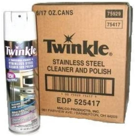 Twinkle Professional Strength Stainless Steel Cleaner & Polish (6 Pack), Full Case of 6 ~ 17 oz Aerosal Cans By Brand Twinkle