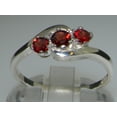 thumbnail image 3 of LBG British Made 18k White Gold Natural Garnet Womens Trilogy Ring - 33 size options - Size 6.25, 3 of 7