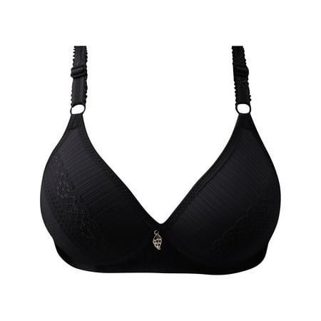 

BIZIZA Women s Bra Adjustable Straps 18 Hour Support Full Coverage Bralette Push Up Black 42