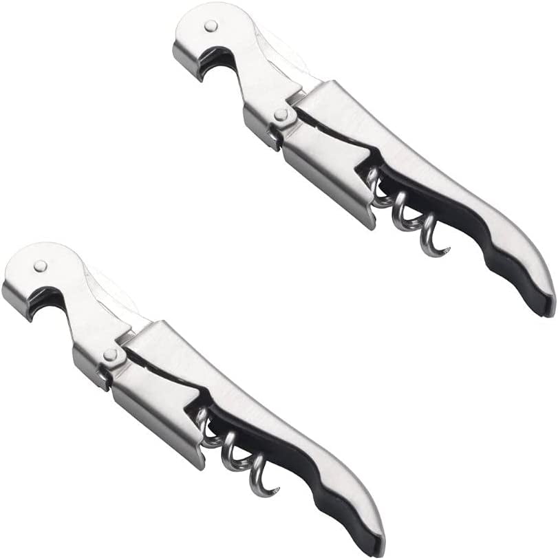2 Pieces Stainless Steel Waiter Corkscrews for Wine Bottles Color Me Double Hinged Waiters