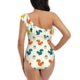 thumbnail image 5 of Picia Colorful Squirrel Pattern Women's One Piece Swimsuits,One Shoulder Swimwear Asymmetric ,Ruffle Monokinis Bathing Suits,High Waisted Flattering Bathing Suits-Medium, 5 of 8