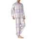 thumbnail image 2 of Fotbe Floral Purple Buffalo Plaid Pijama de Hombre con Estampado de Manga Larga, Conjunto de 2 Piezas, Ropa de Dormir Suave y Cómoda con Bolsillos-XX-Large, 2 of 7