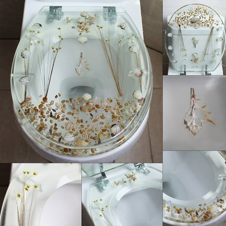 Transparent Toilet Seat Resin Toilet Seat Easy Clean Home Bathroom Shells Decor for homes, hospitals