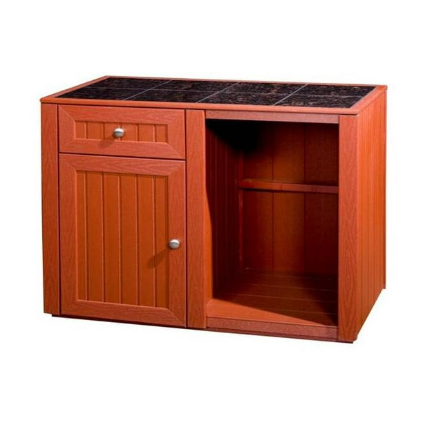Outdoor Kitchen Server w Storage Cabinet (Deep Red ...