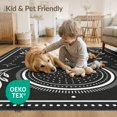 thumbnail image 4 of ODIKA 4'x6' Washable Area Rug Non-Slip, Chair-Friendly, Flatwoven Black White Geometric Elegance Intricate Circles with Leaf Accents for Home Office, Under Desk, 4 of 7