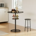 thumbnail image 5 of VECELO Pub Table Round Bar Height With Wine Rack Metal Base MDF Top, 36.2-Inch Height,Dark Black, 5 of 9