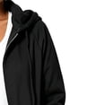 thumbnail image 4 of Women's Hooded Mid Length Zip up Sweatshirt Jacket, Raglan Sleeve Loose Casual Long Sleeve Cardigan Coat with Pockets Fall Winter Outwear Black XXL, 4 of 5