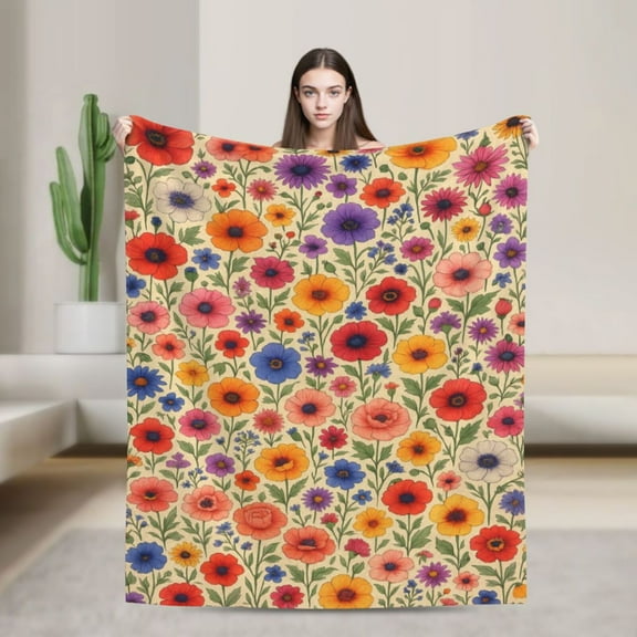 Floral Throw Blanket for Girls Womens,Soft Fuzzy Cozy Thick Blanket for Couch Chair Sofa Gift Home Décor,All Seasons Flannel Fleece Blanket 50x40