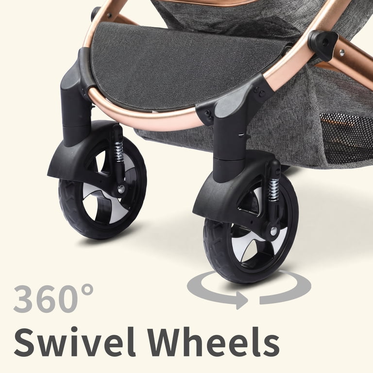 AILEEKISS Baby Stroller 3-in-1 Convertible with Large Seat